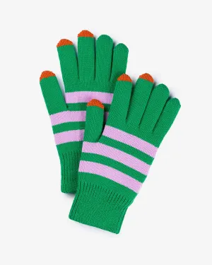 Striped Touchscreen Gloves - Kelly   Lilac