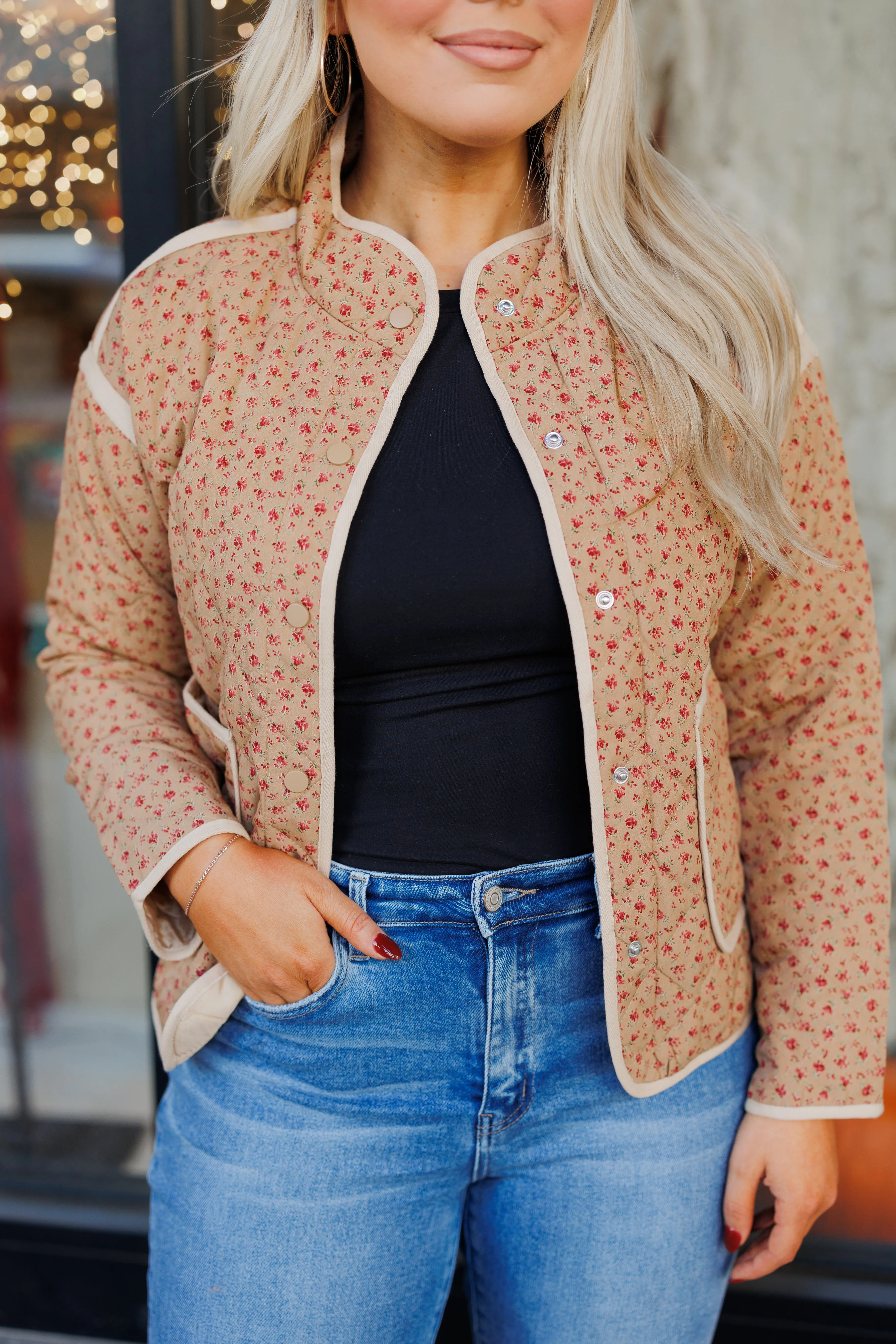 The Georgia Quilted Jacket in Tan