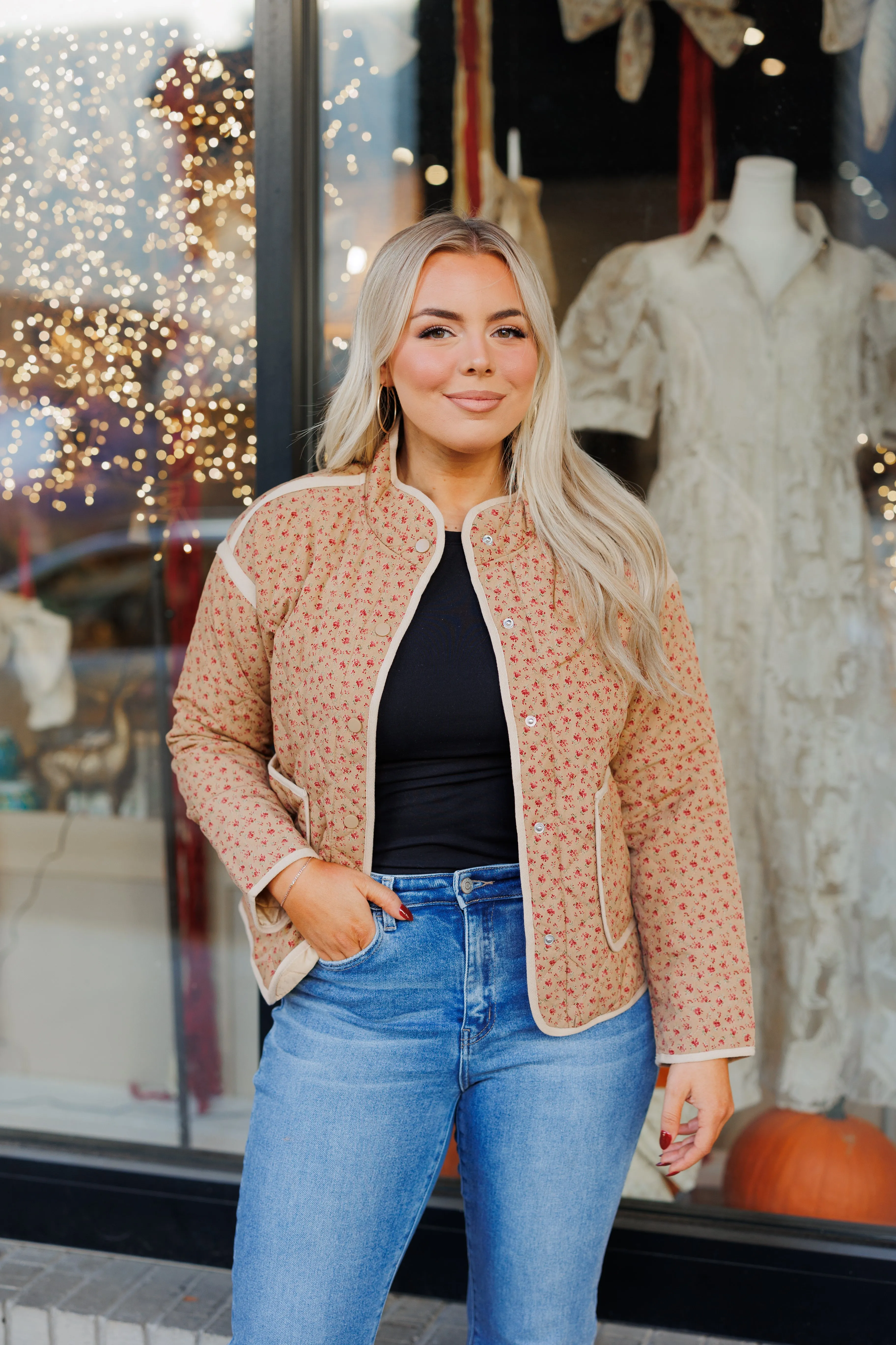 The Georgia Quilted Jacket in Tan