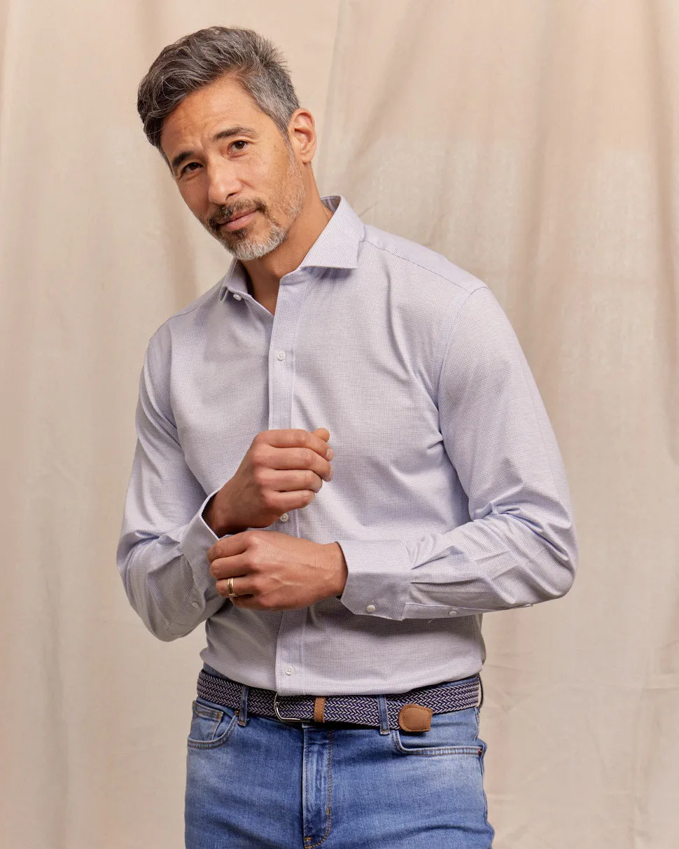 The Hayden - Non-Iron Knit Shirt - Grey Blue