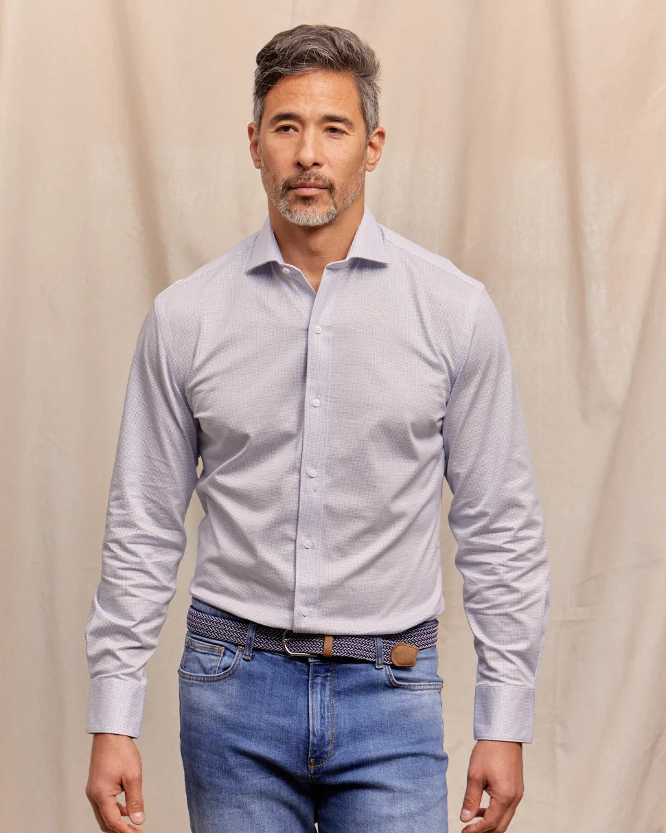 The Hayden - Non-Iron Knit Shirt - Grey Blue