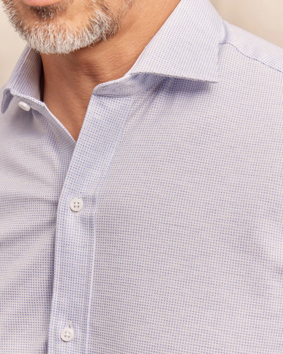 The Hayden - Non-Iron Knit Shirt - Grey Blue