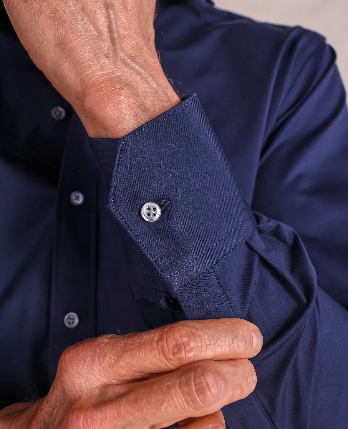 The Hayden - Non-Iron Knit Shirt - Navy