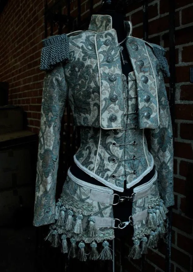 TOREADOR JACKET - GREEN AND IVORY TAPESTRY