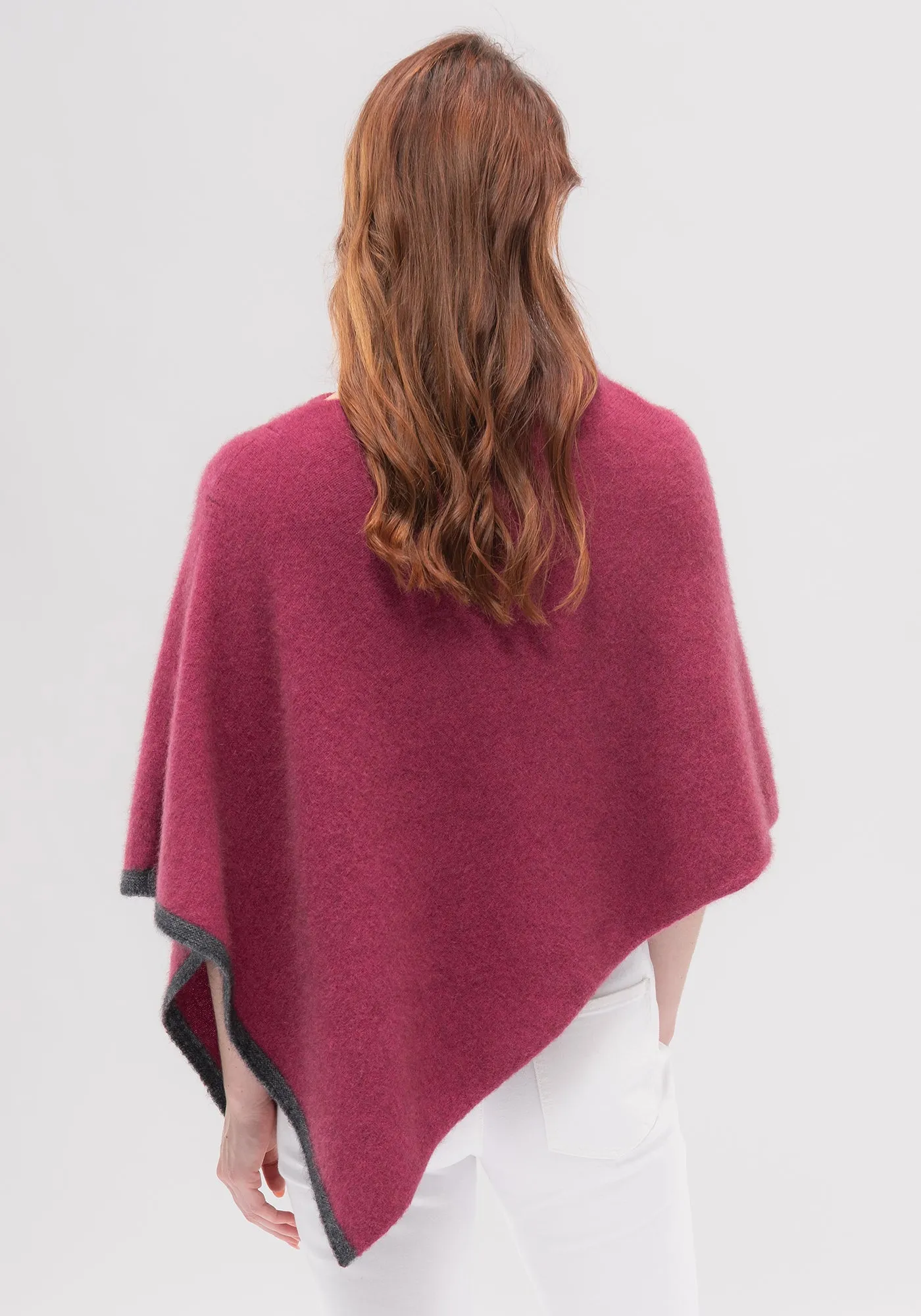 Two Tone Poncho - Fine Merino Wool, Brushtail Possum Fibre, Mulberry Silk Poncho - Made in New Zealand