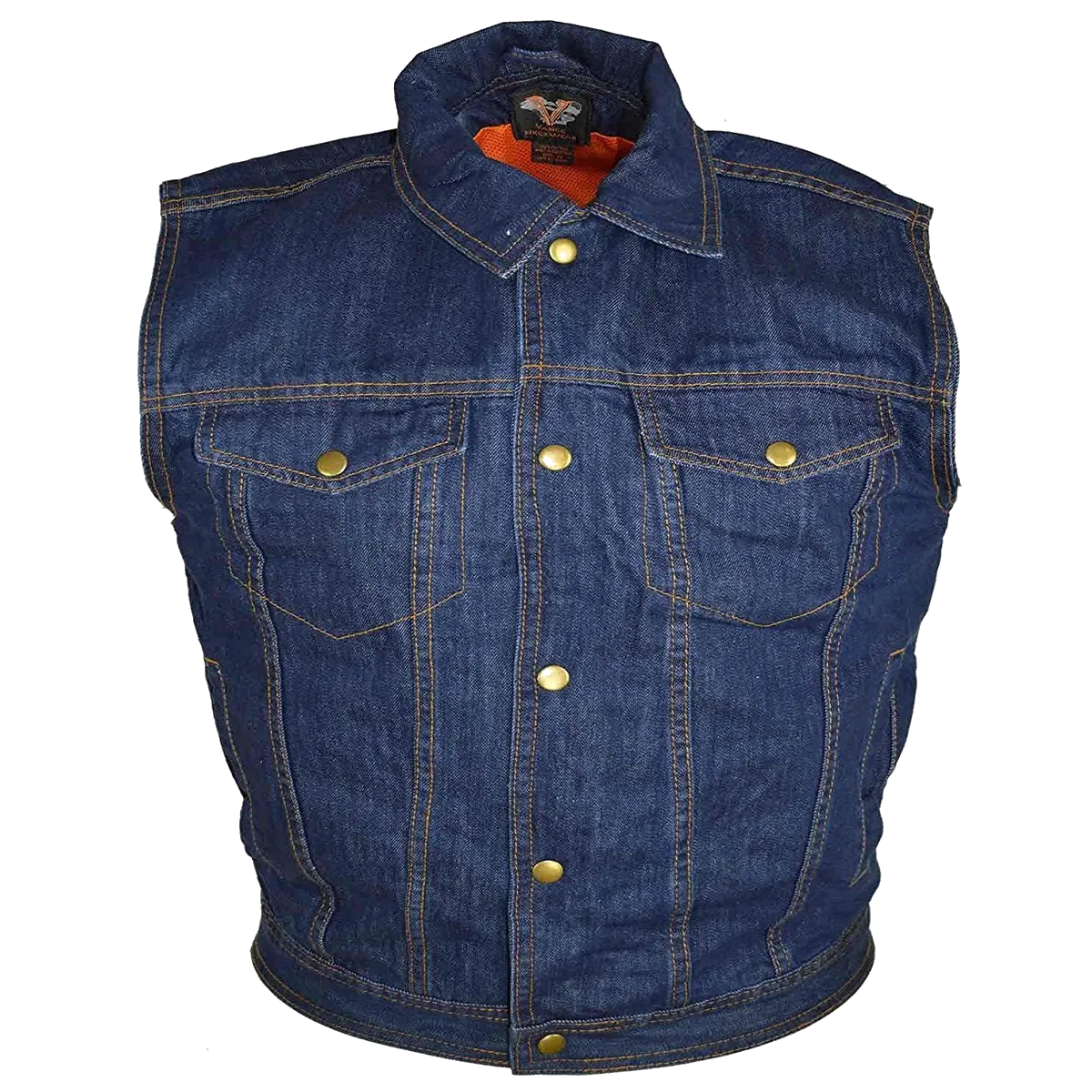 VB917 Men's Black or Blue Denim Vest with Collar