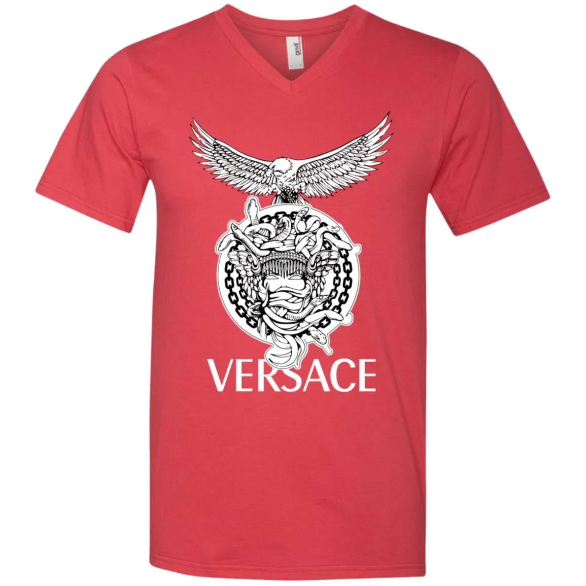 Versace Supervip Logo T-shirt Men V-Neck T-Shirt