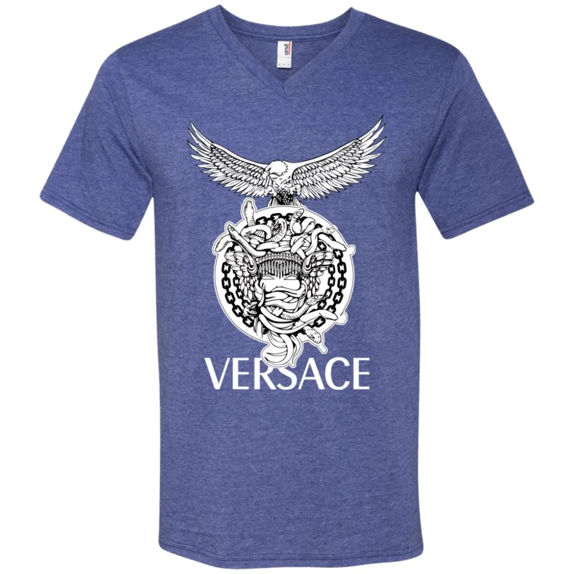 Versace Supervip Logo T-shirt Men V-Neck T-Shirt