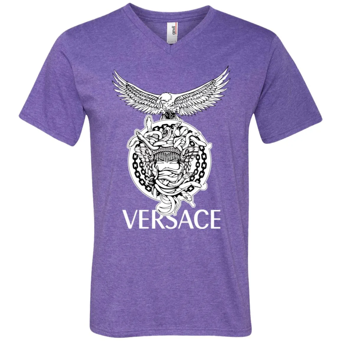 Versace Supervip Logo T-shirt Men V-Neck T-Shirt