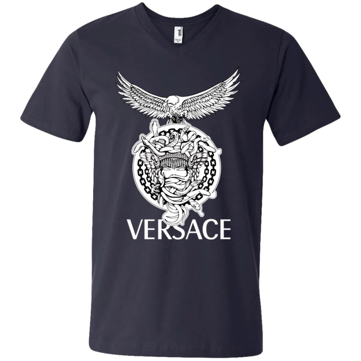 Versace Supervip Logo T-shirt Men V-Neck T-Shirt