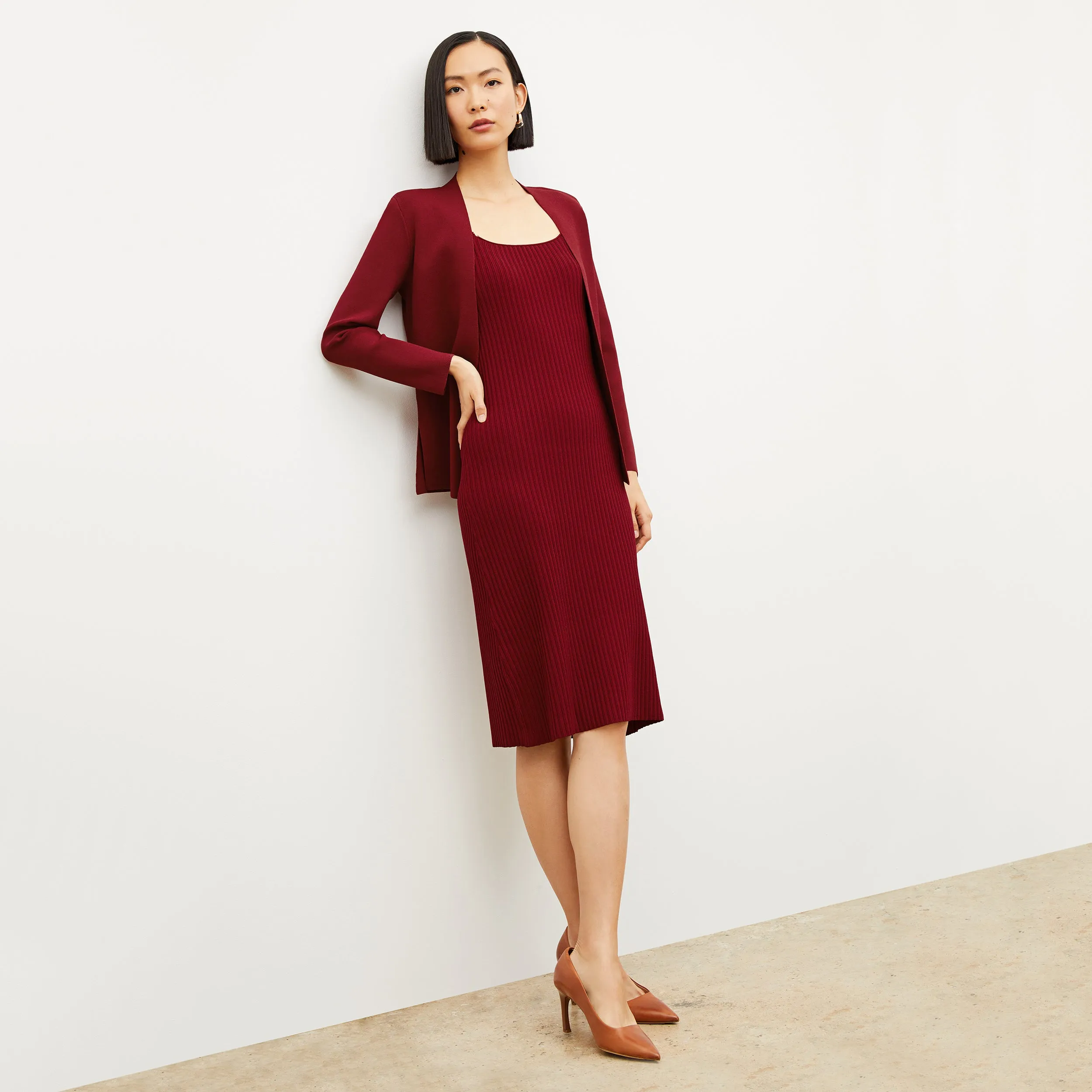 Vincent Dress - Ribbed Jardigan Knit :: Maroon