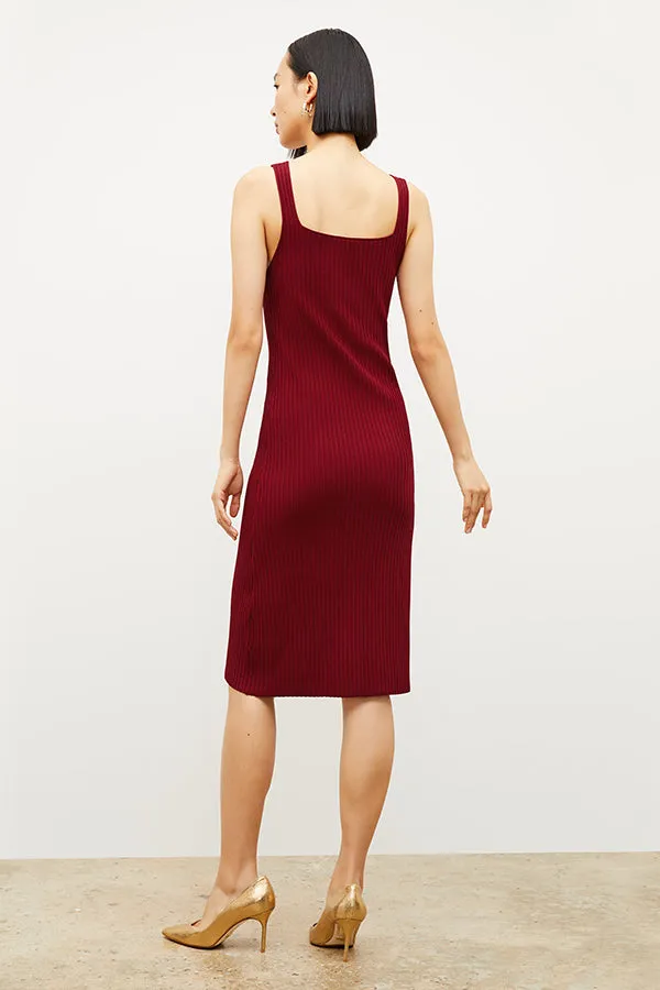 Vincent Dress - Ribbed Jardigan Knit :: Maroon