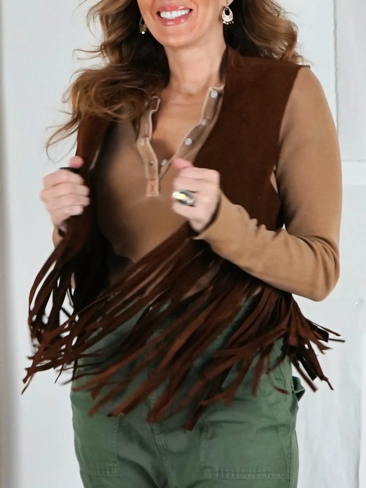 Vintage Brown Suede Fringe Vest