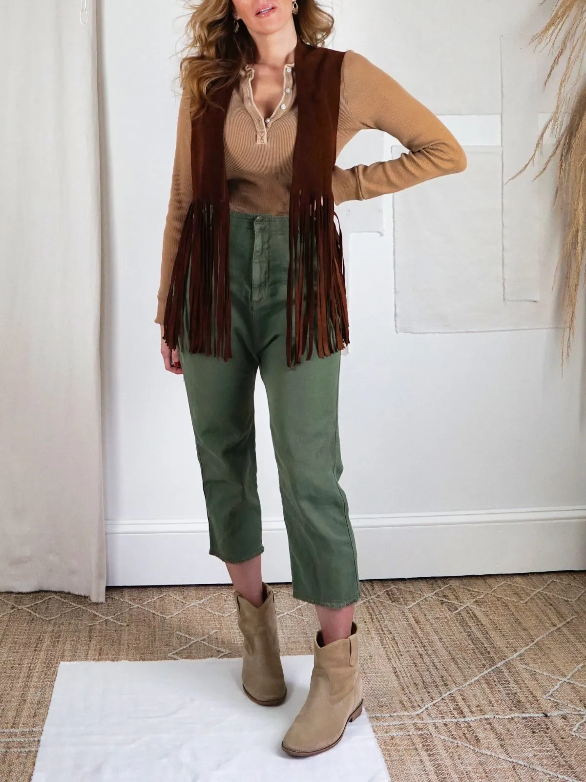 Vintage Brown Suede Fringe Vest