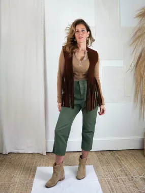 Vintage Brown Suede Fringe Vest