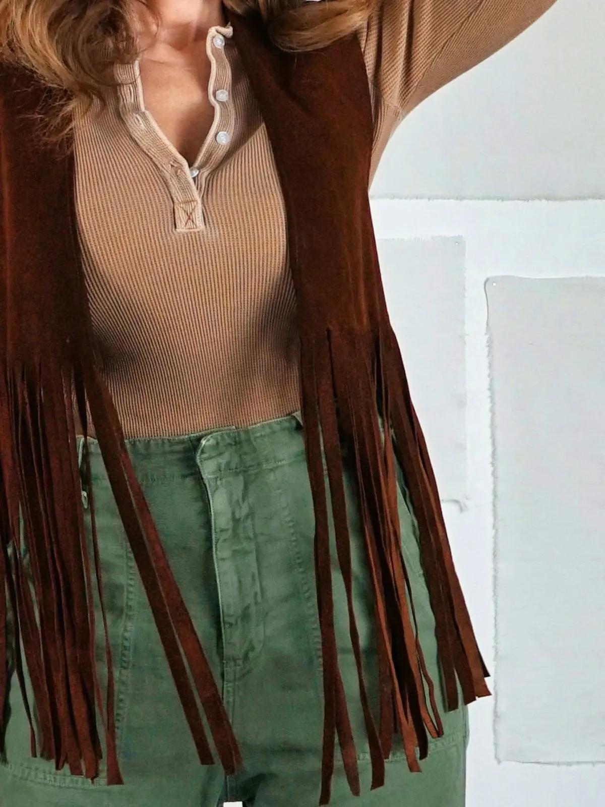 Vintage Brown Suede Fringe Vest