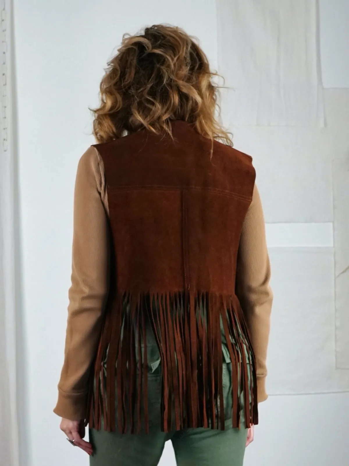 Vintage Brown Suede Fringe Vest