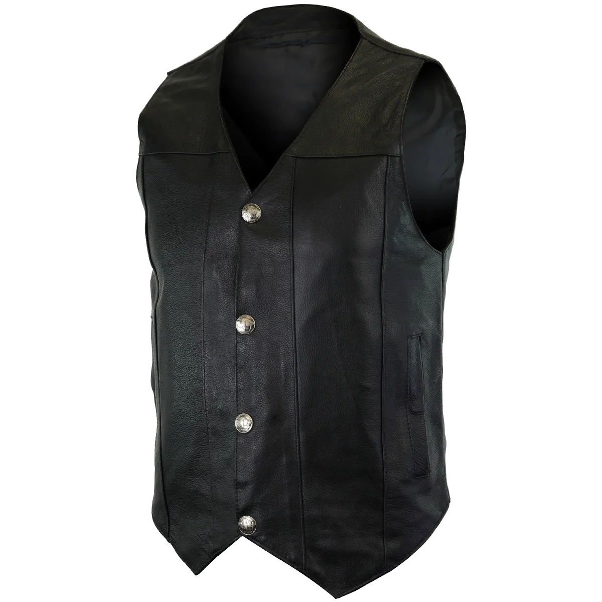 VL906 Premium Cowhide Leather Plain Side Buffalo Nickel Vest