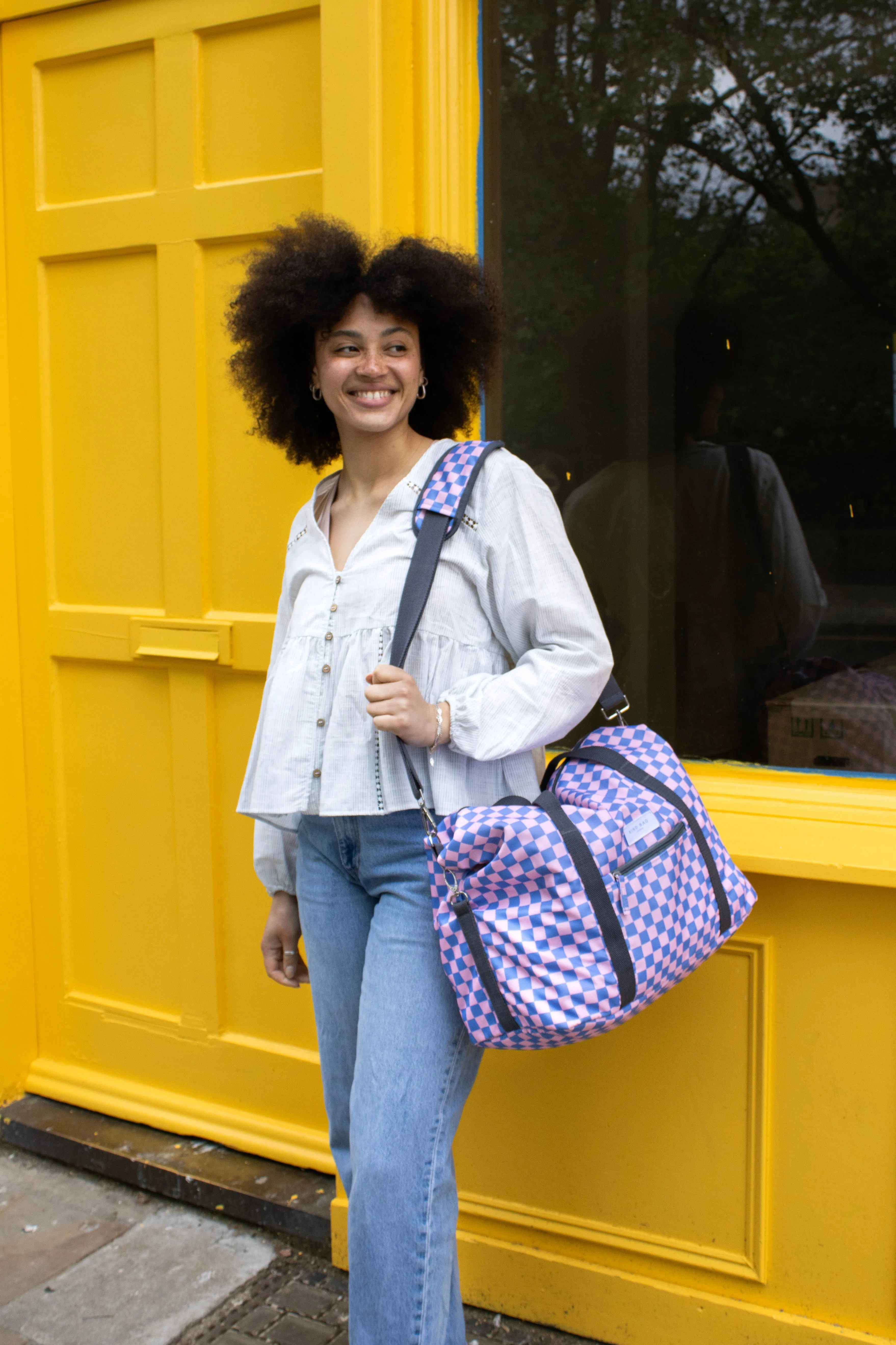 Weekender Bag | Checkerboard Blue & Pink