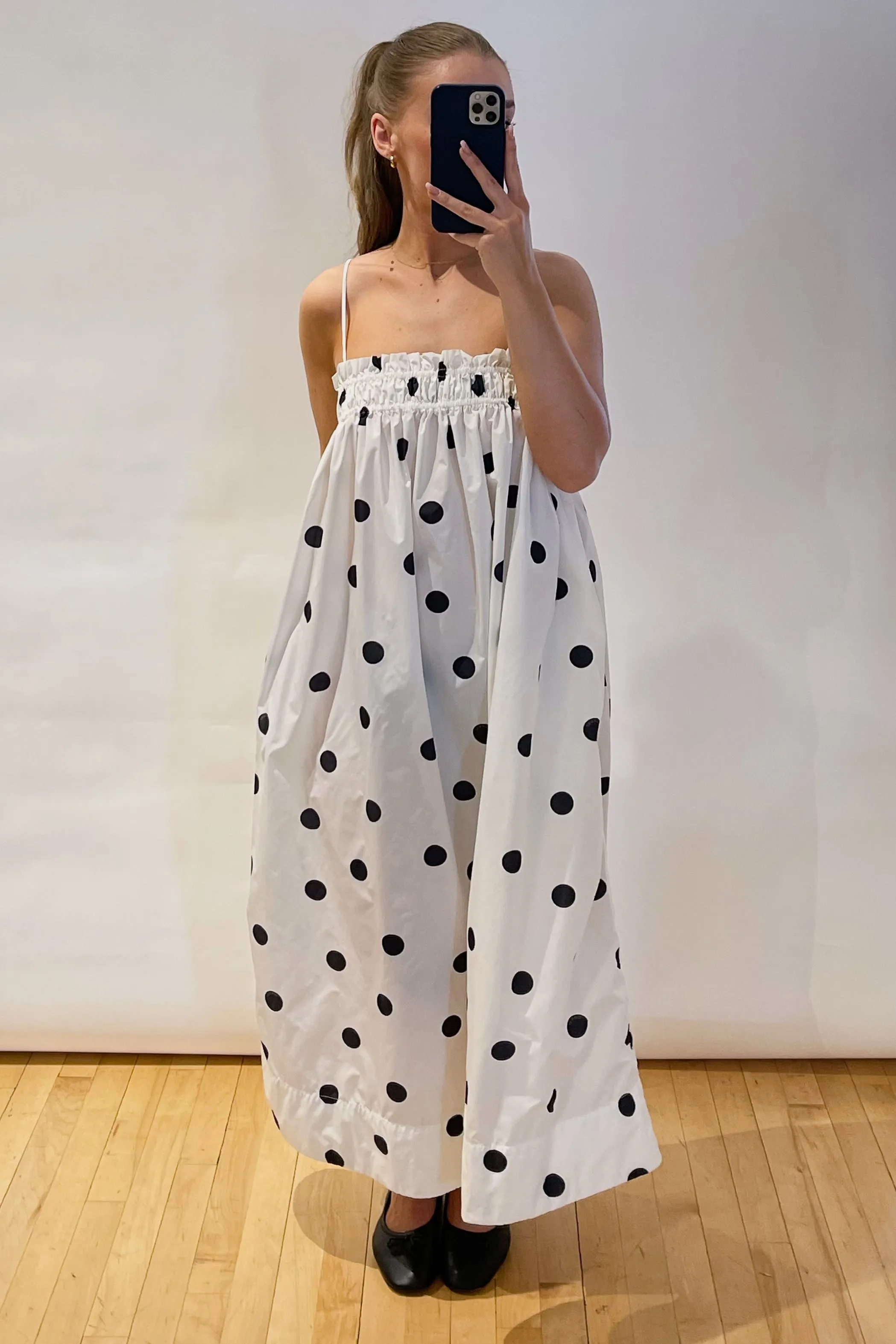 White & Black Polka Dot Dress