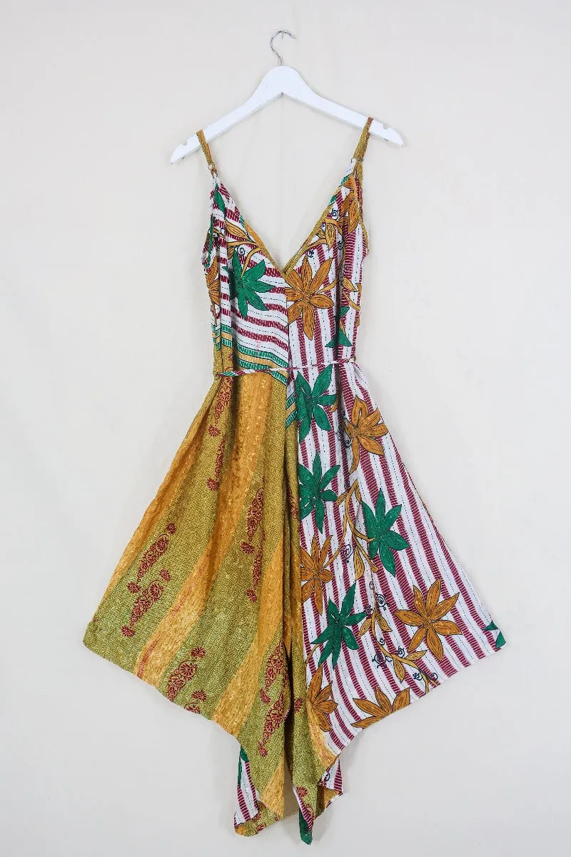 Winona Jumpsuit - Vintage Sari - Beachy Gold Floral - M/L