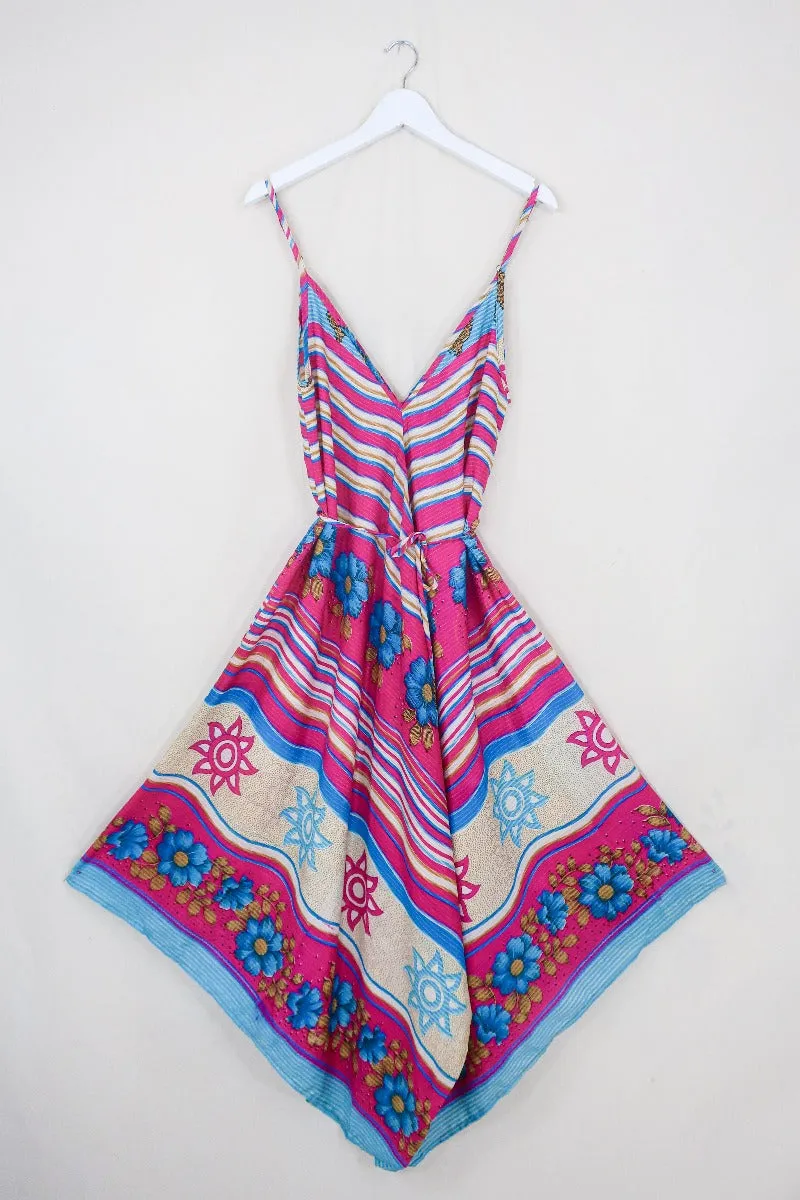 Winona Jumpsuit - Vintage Sari - Cerise, Sun & Flora Stripe - S/M