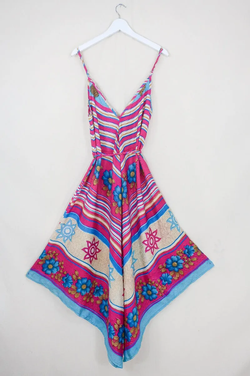 Winona Jumpsuit - Vintage Sari - Cerise, Sun & Flora Stripe - S/M