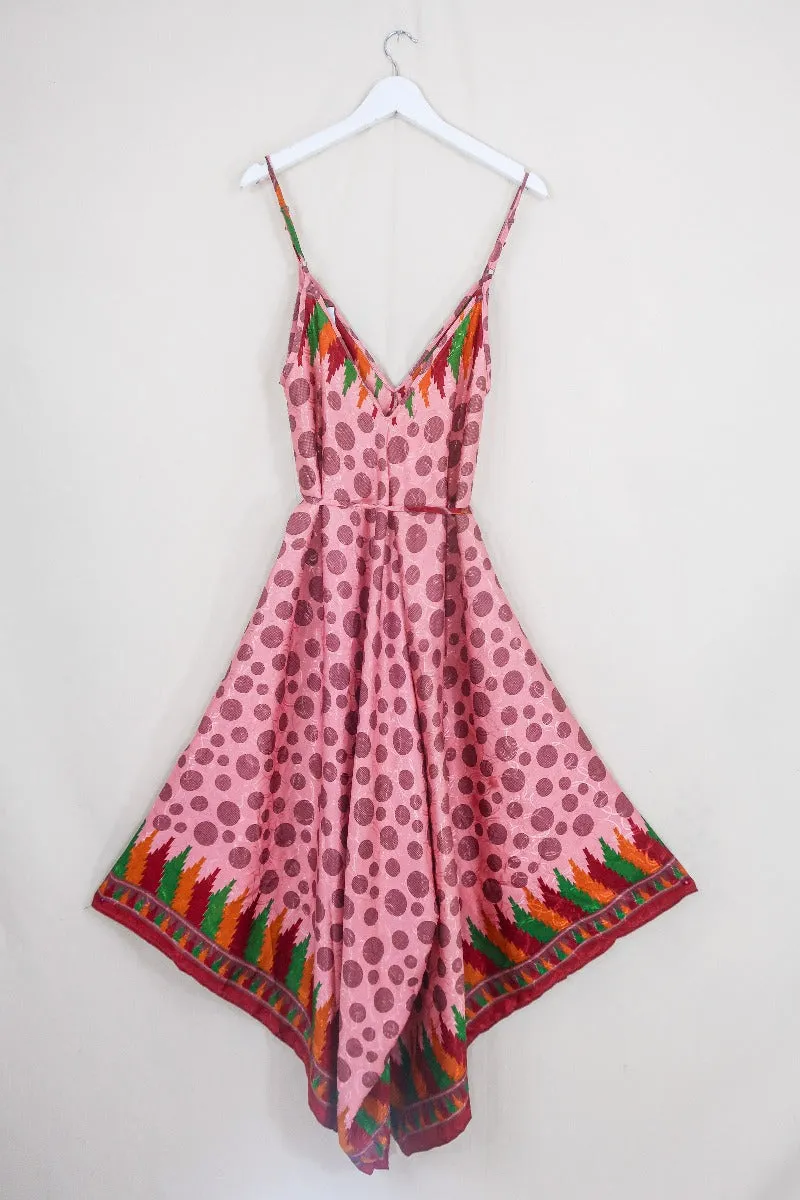 Winona Jumpsuit - Vintage Sari - Rosehip Pink Polka Dot - S/M