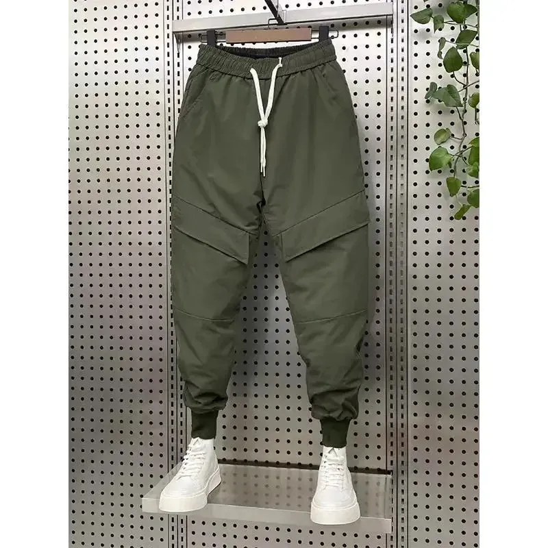 Winter down cotton thickened cargo pants men's trend big pocket wearing cotton pants thermal pants Male Trousers winter