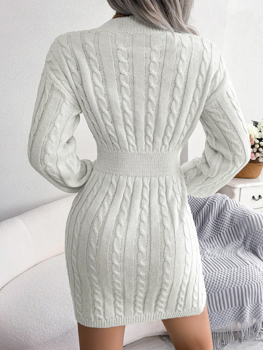 Winter Vibes Cable Knit Sweater Dress | Womens Jumper Dress  | Bodycon Sweater Dress