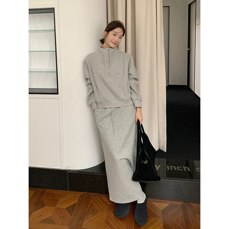 Wjczt aelfric eden hoodie Thickened Sweater   Drawstring Elastic Skirt 2024 Winter Casual Two-Piece Suit Female A9518