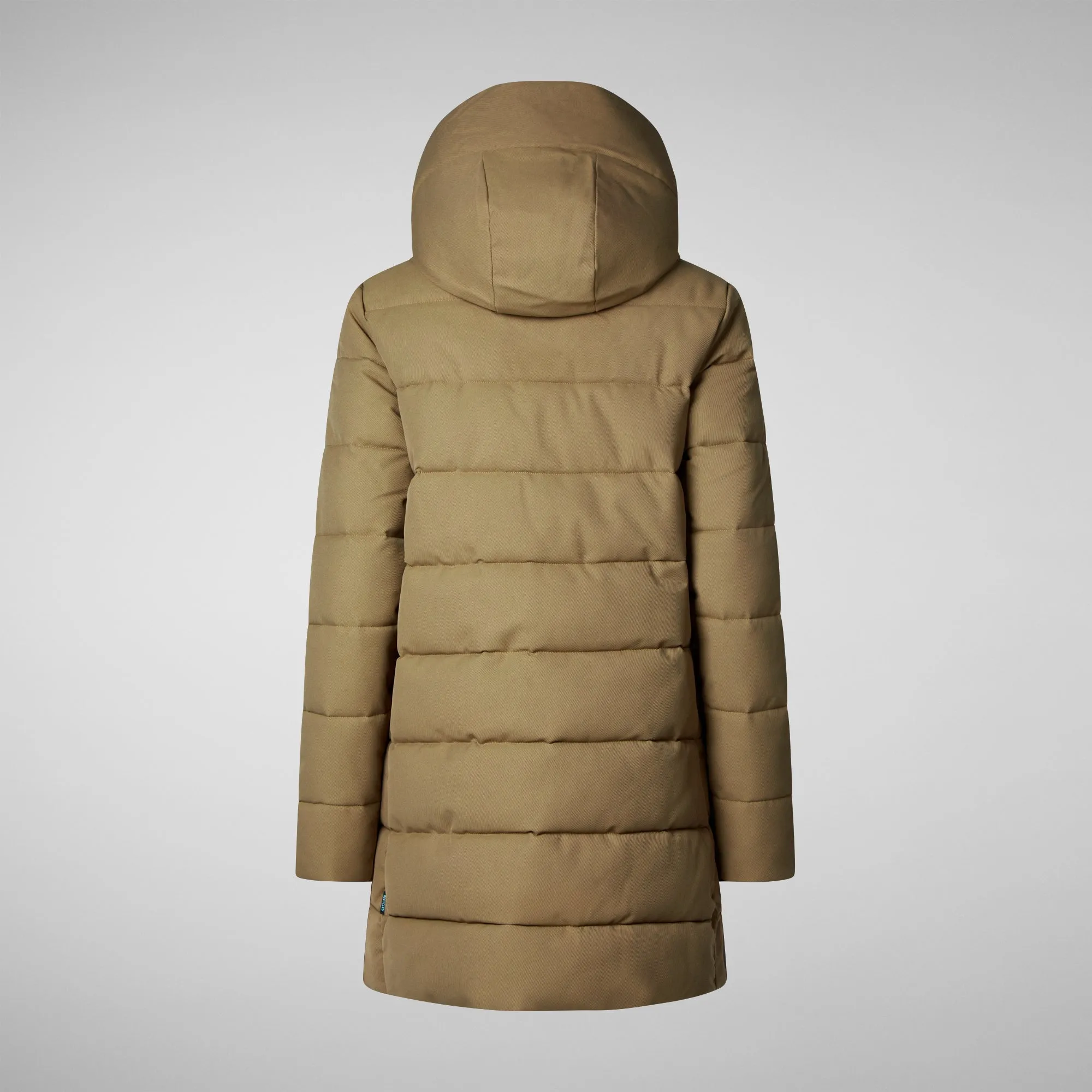 Woman's hooded coat Tatiana in husk green