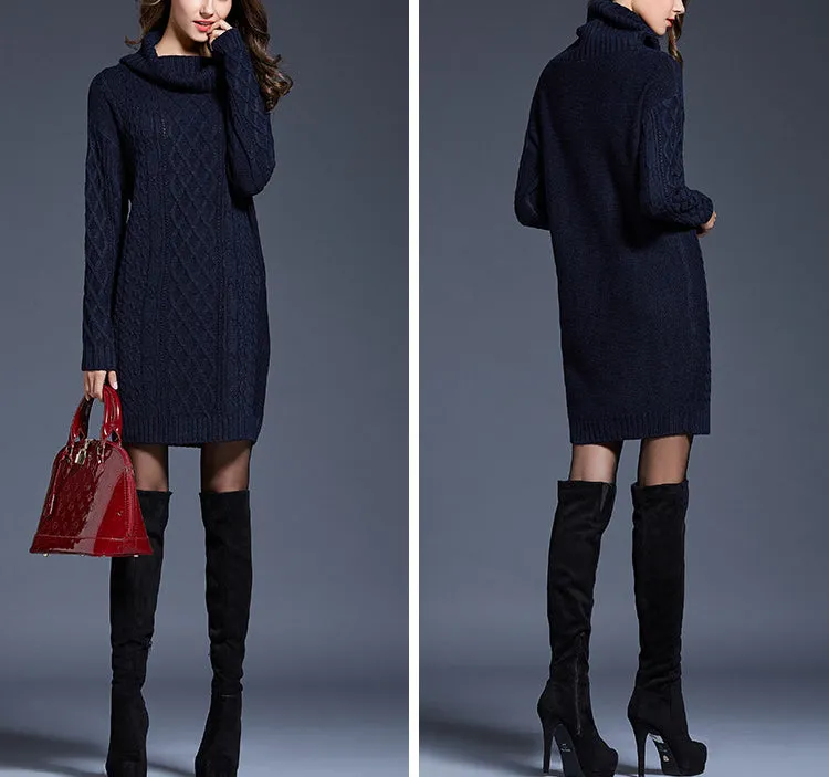 Women pullover sweater, Turtle neck sweater, high neck sweaters, long sweater, oversized sweaters, sweater dress(Y1518)