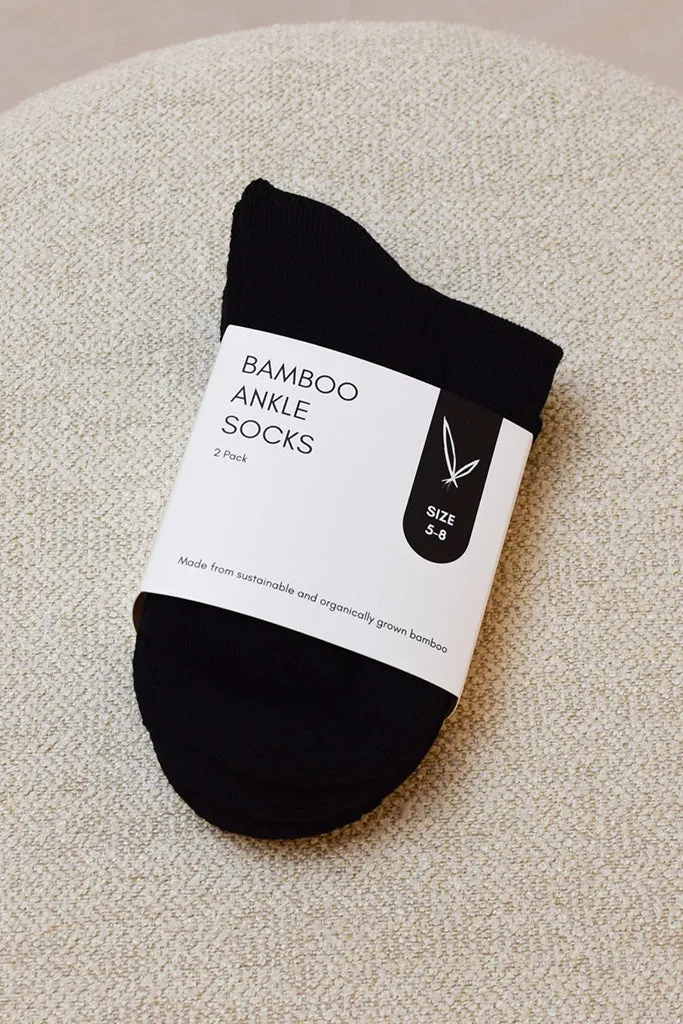 Women's Bamboo Ankle Socks 2 Pack - Black