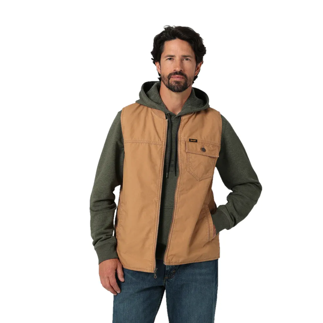 Wrangler Men's Brown Quilt Lined Rancher Tobacco Vest