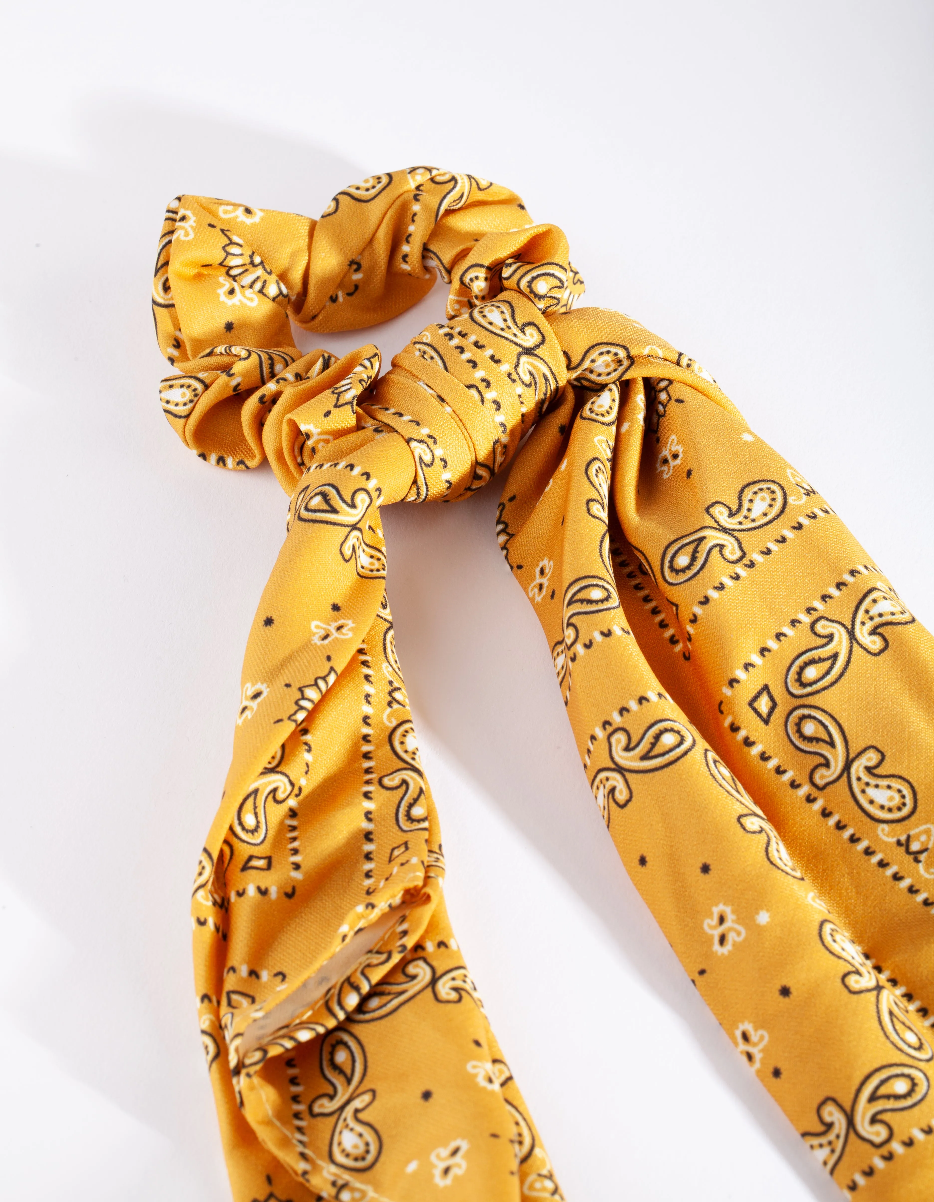 Yellow Paisley Scarf Scrunchie