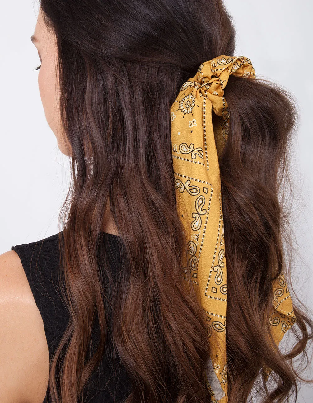 Yellow Paisley Scarf Scrunchie