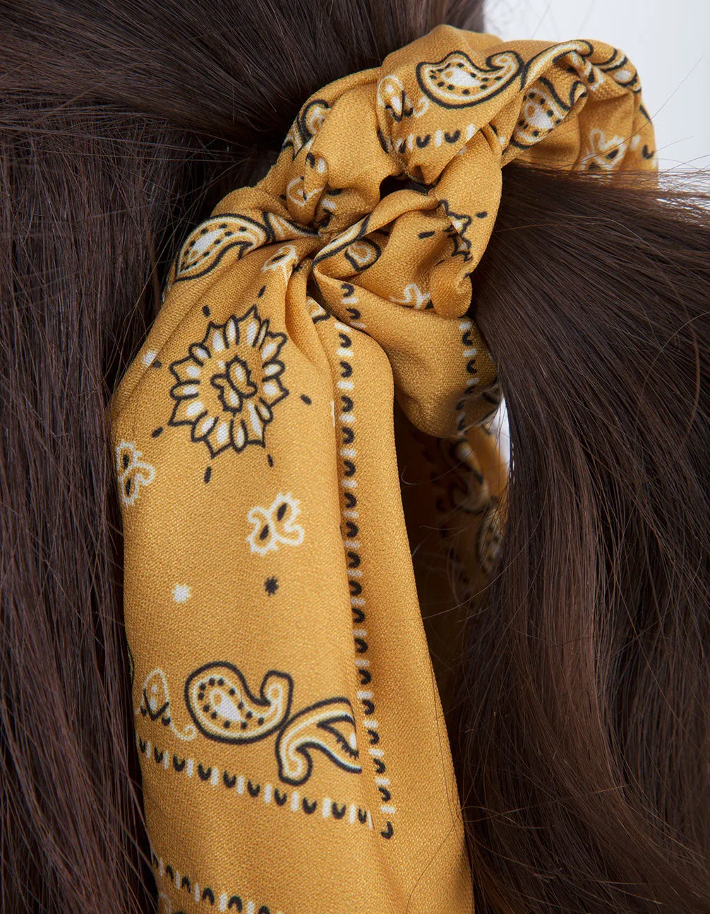 Yellow Paisley Scarf Scrunchie